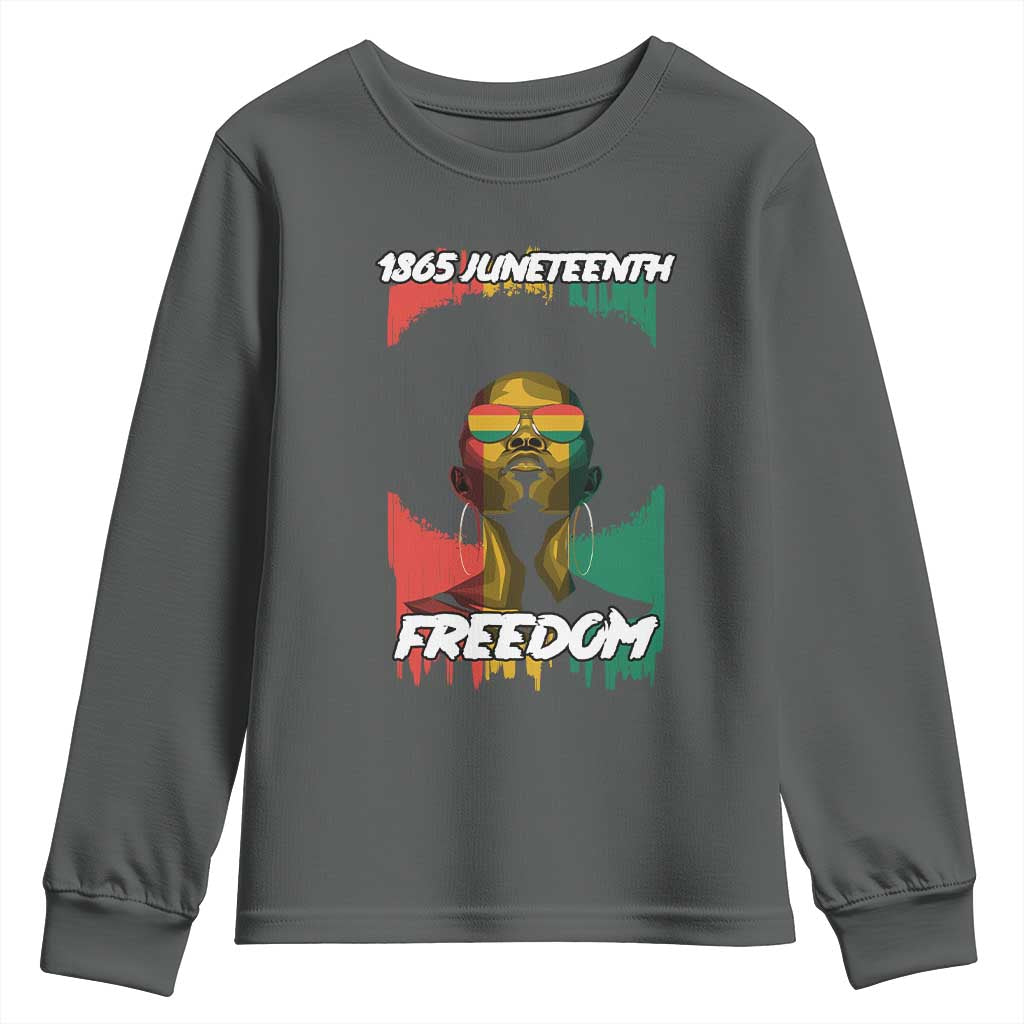 Juneteenth 1865 Freedom Youth Long Sleeve Shirt Afro Melanin Woman African American Dripping