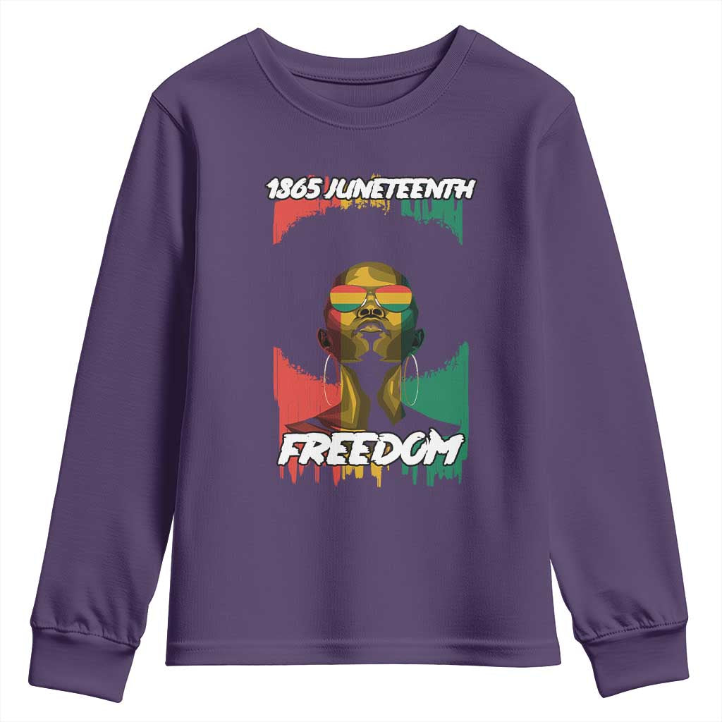 Juneteenth 1865 Freedom Youth Long Sleeve Shirt Afro Melanin Woman African American Dripping