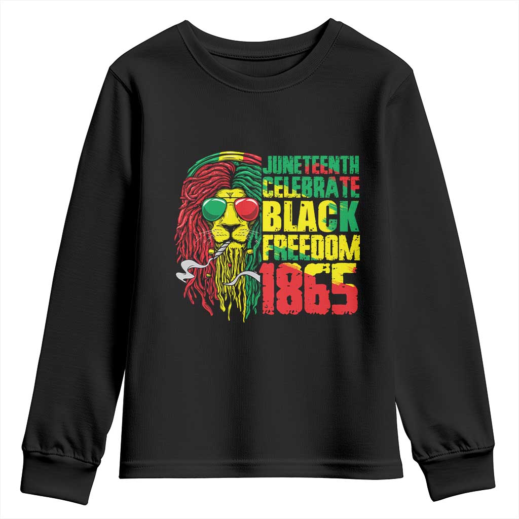 Juneteenth Youth Long Sleeve Shirt Celebrate Black Freedom 1865 Dope Dreadlocks Lion Locs Rasta Hair