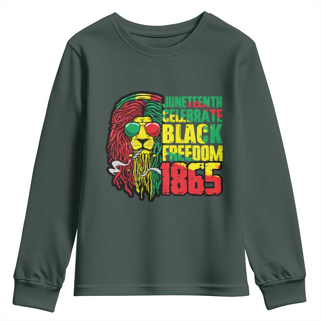 Juneteenth Youth Long Sleeve Shirt Celebrate Black Freedom 1865 Dope Dreadlocks Lion Locs Rasta Hair