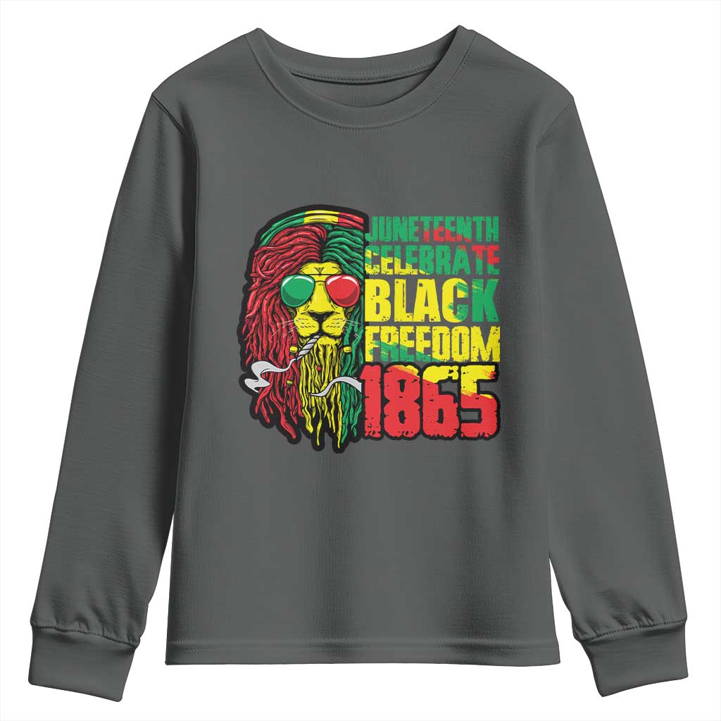 Juneteenth Youth Long Sleeve Shirt Celebrate Black Freedom 1865 Dope Dreadlocks Lion Locs Rasta Hair
