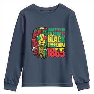 Juneteenth Youth Long Sleeve Shirt Celebrate Black Freedom 1865 Dope Dreadlocks Lion Locs Rasta Hair