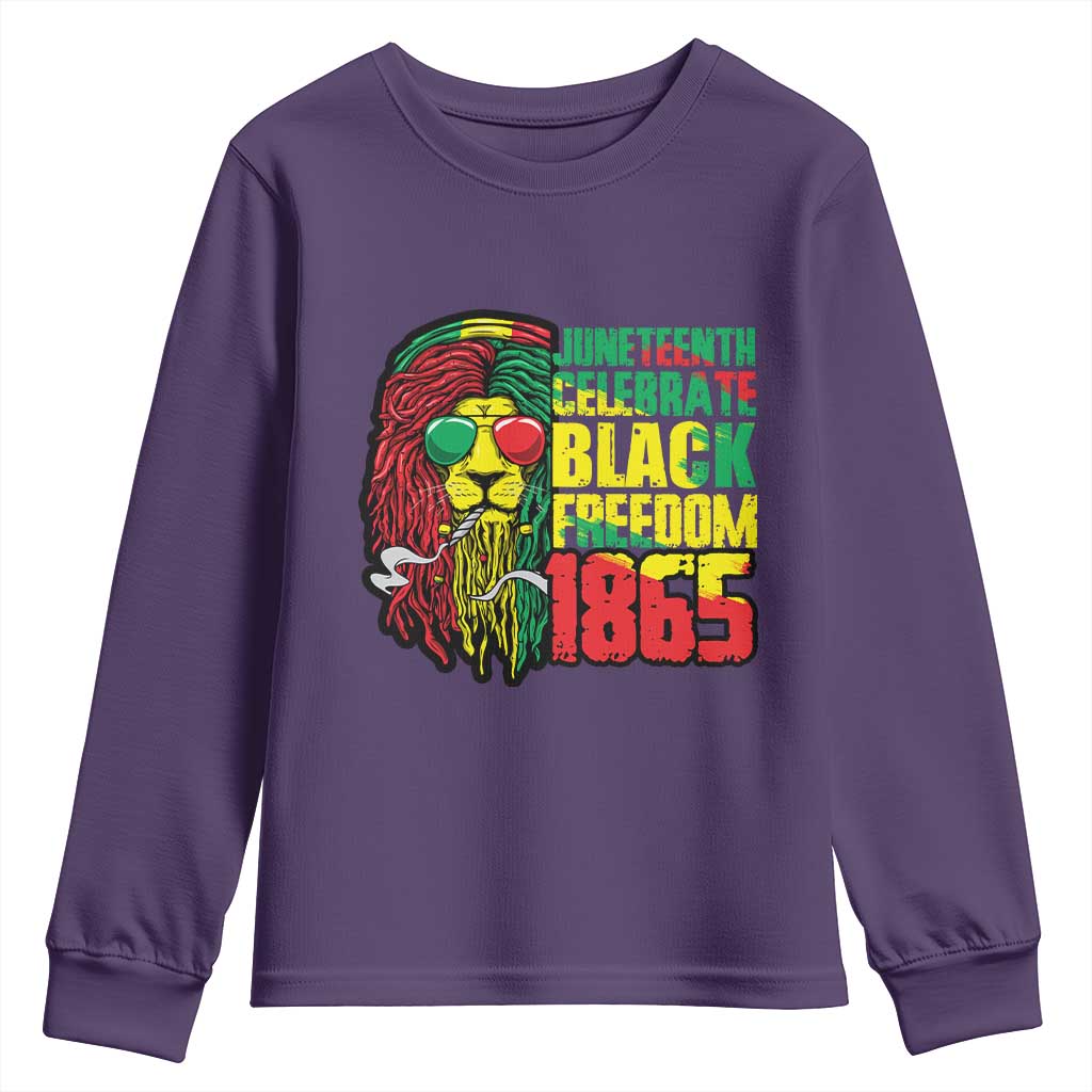 Juneteenth Youth Long Sleeve Shirt Celebrate Black Freedom 1865 Dope Dreadlocks Lion Locs Rasta Hair