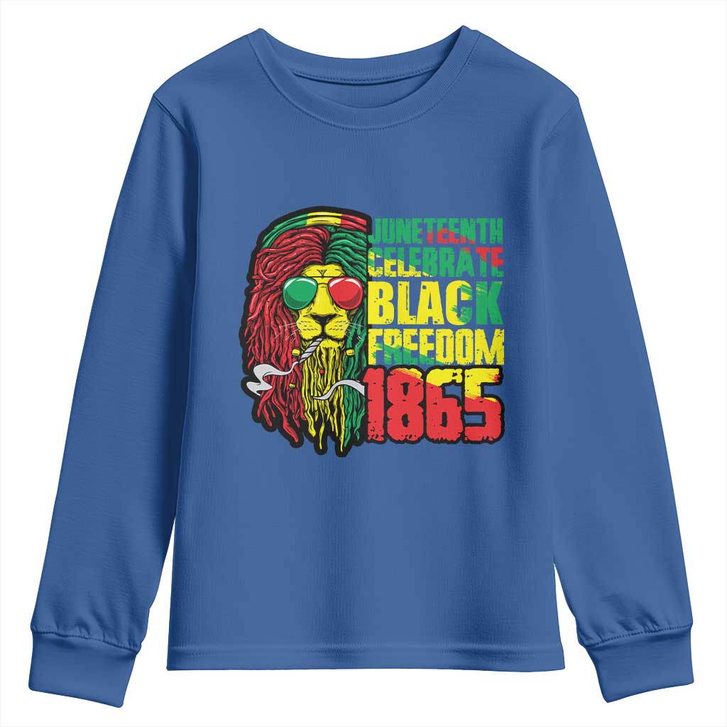 Juneteenth Youth Long Sleeve Shirt Celebrate Black Freedom 1865 Dope Dreadlocks Lion Locs Rasta Hair
