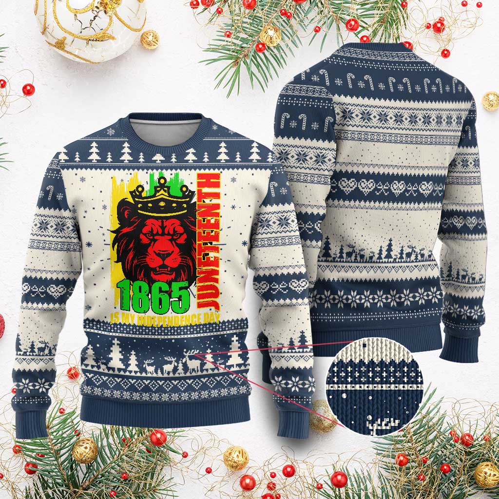 Juneteenth 1865 Is My Independence Day Knit Sweatshirt Freedom Lion King