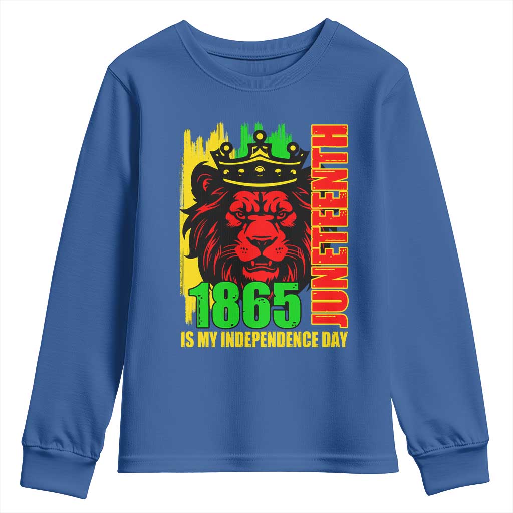 Juneteenth 1865 Is My Independence Day Youth Long Sleeve Shirt Freedom Lion King