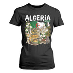 Algeria Algerian Culture and Landmarks Collage Graphic T Shirt For Women Proud Fennec Fox Heritage and Arabic Calligraphy