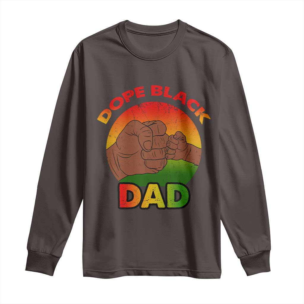 Dope Black Dad Long Sleeve Shirt Fist Bump Retro Vintage Father's Day Gift