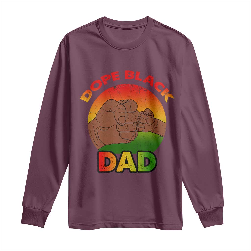 Dope Black Dad Long Sleeve Shirt Fist Bump Retro Vintage Father's Day Gift