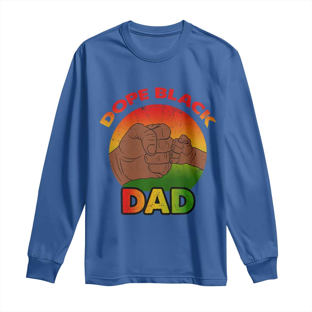 Dope Black Dad Long Sleeve Shirt Fist Bump Retro Vintage Father's Day Gift