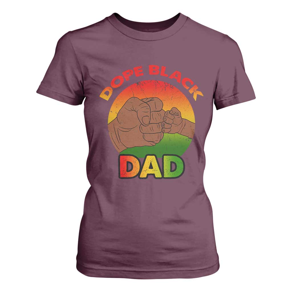 Dope Black Dad T Shirt For Women Fist Bump Retro Vintage Father's Day Gift