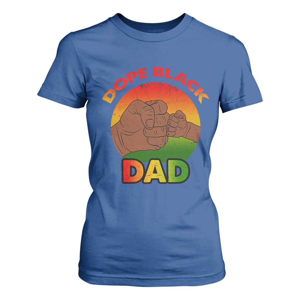 Dope Black Dad T Shirt For Women Fist Bump Retro Vintage Father's Day Gift