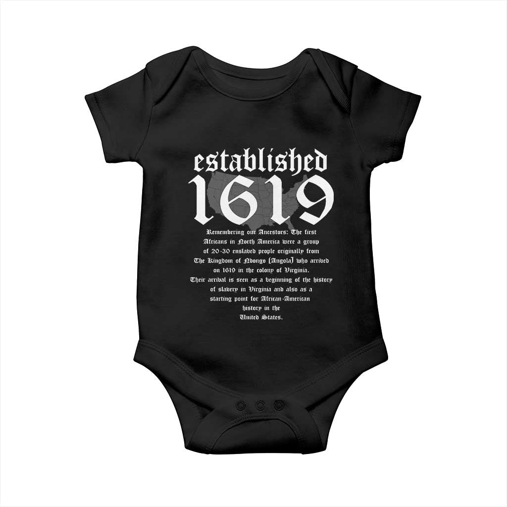 African American History Established 1619 Baby Onesie Project American Map Retro Vintage