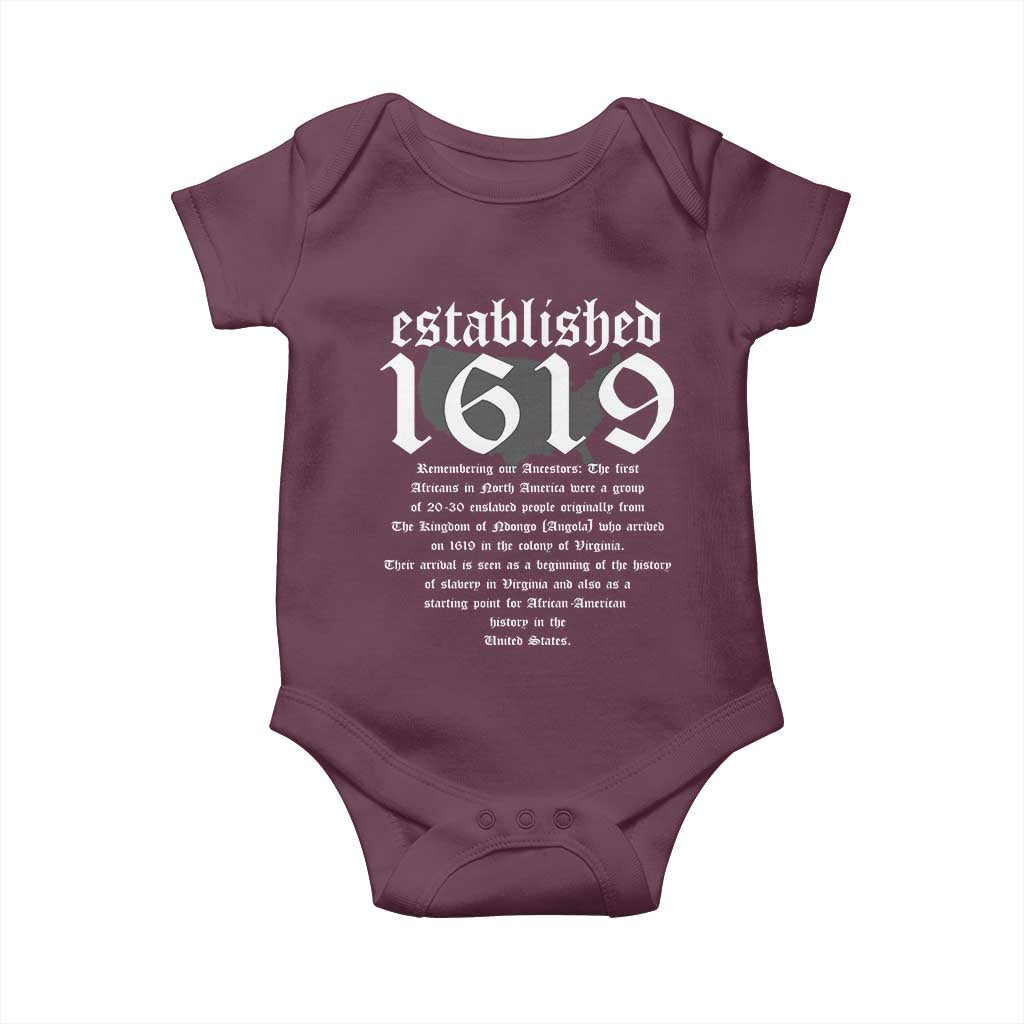 African American History Established 1619 Baby Onesie Project American Map Retro Vintage