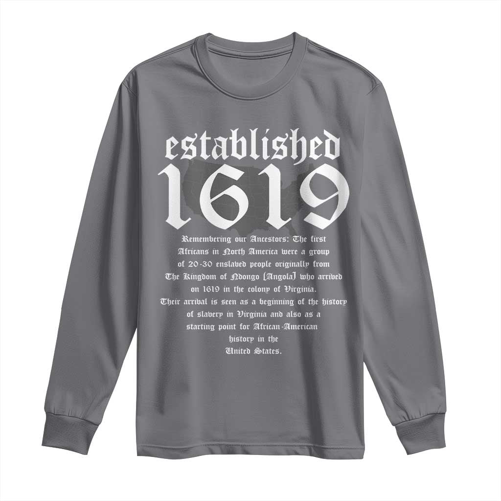 African American History Established 1619 Long Sleeve Shirt Project American Map Retro Vintage