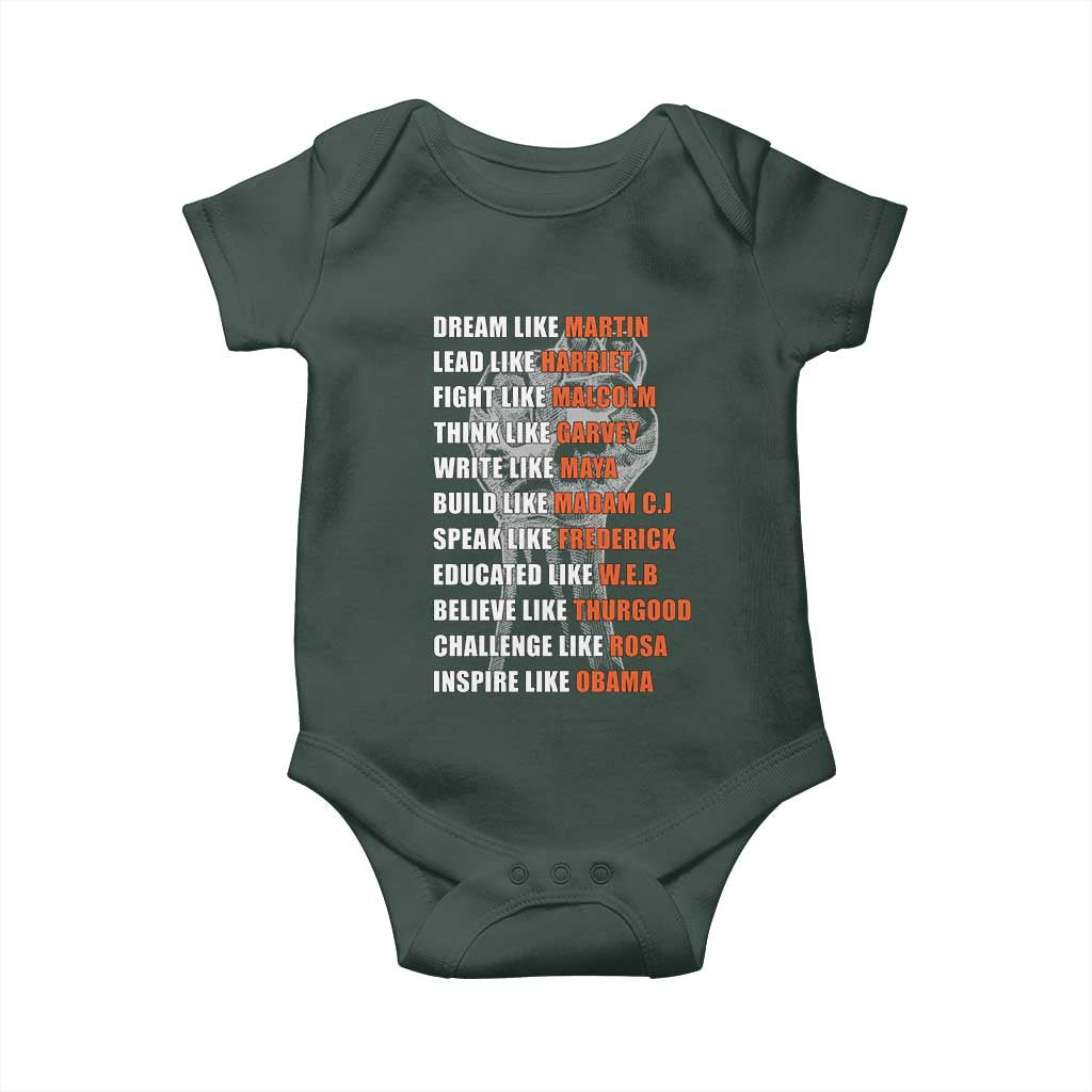 Inspirational Civil Right Leaders Baby Onesie Dream Like Martin Black History African American Pride