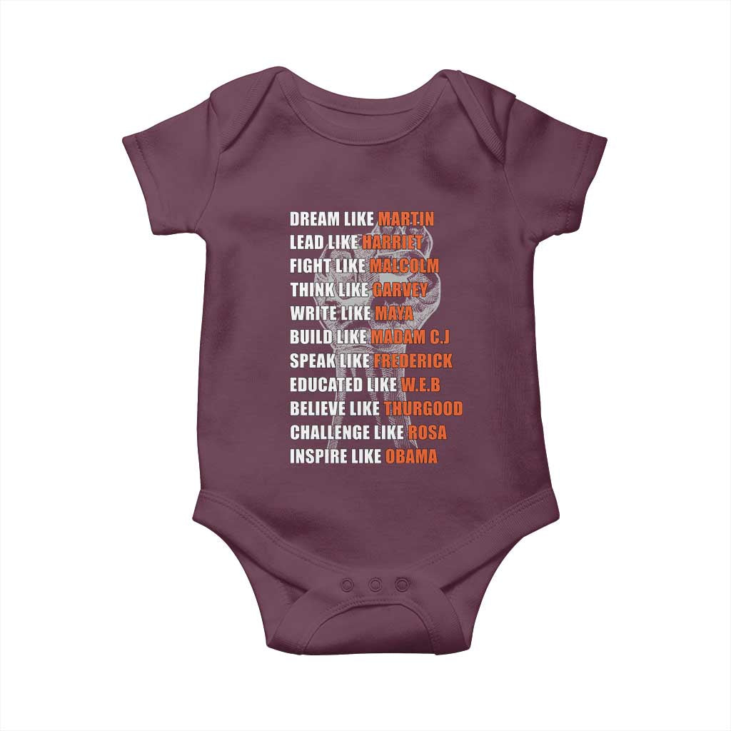 Inspirational Civil Right Leaders Baby Onesie Dream Like Martin Black History African American Pride