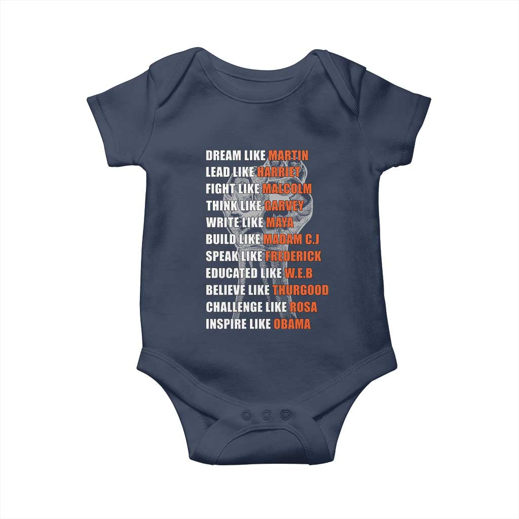 Inspirational Civil Right Leaders Baby Onesie Dream Like Martin Black History African American Pride