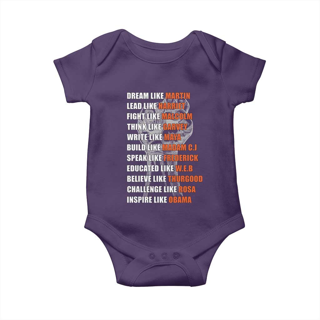 Inspirational Civil Right Leaders Baby Onesie Dream Like Martin Black History African American Pride