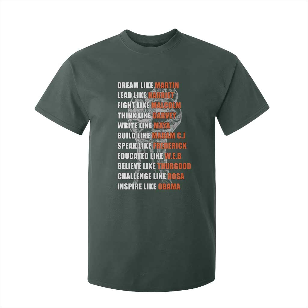 Inspirational Civil Right Leaders T Shirt For Kid Dream Like Martin Black History African American Pride