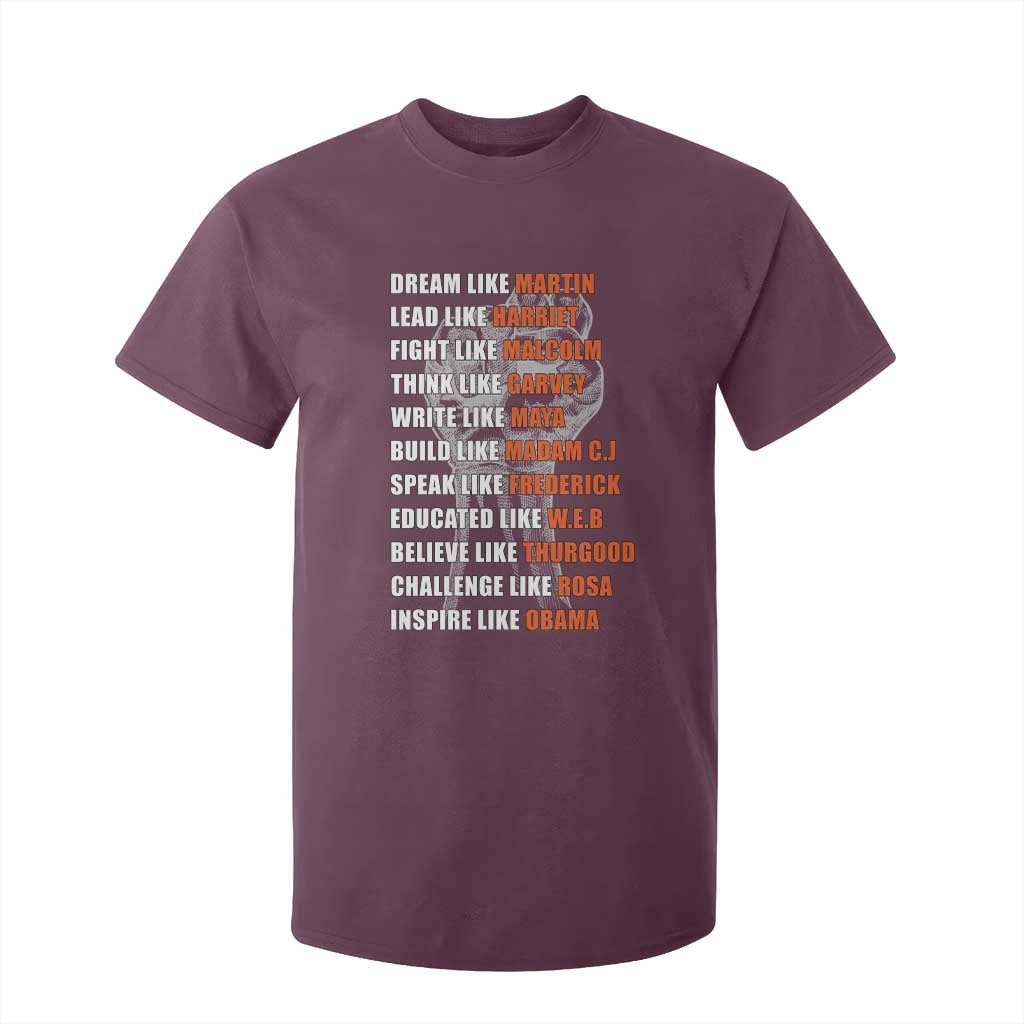 Inspirational Civil Right Leaders T Shirt For Kid Dream Like Martin Black History African American Pride