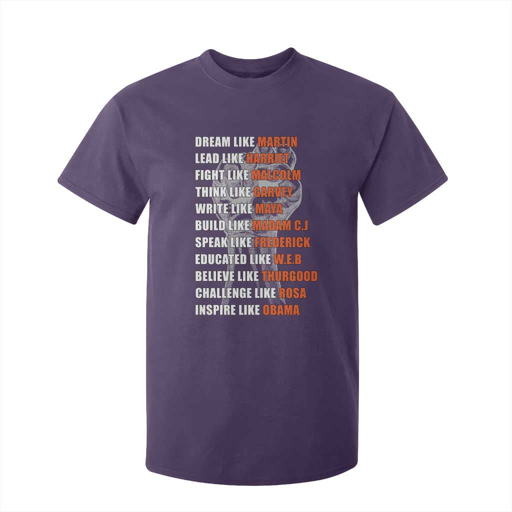 Inspirational Civil Right Leaders T Shirt For Kid Dream Like Martin Black History African American Pride