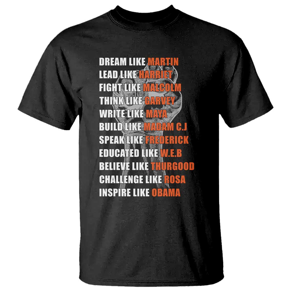 Inspirational Civil Right Leaders T Shirt Dream Like Martin Black History African American Pride