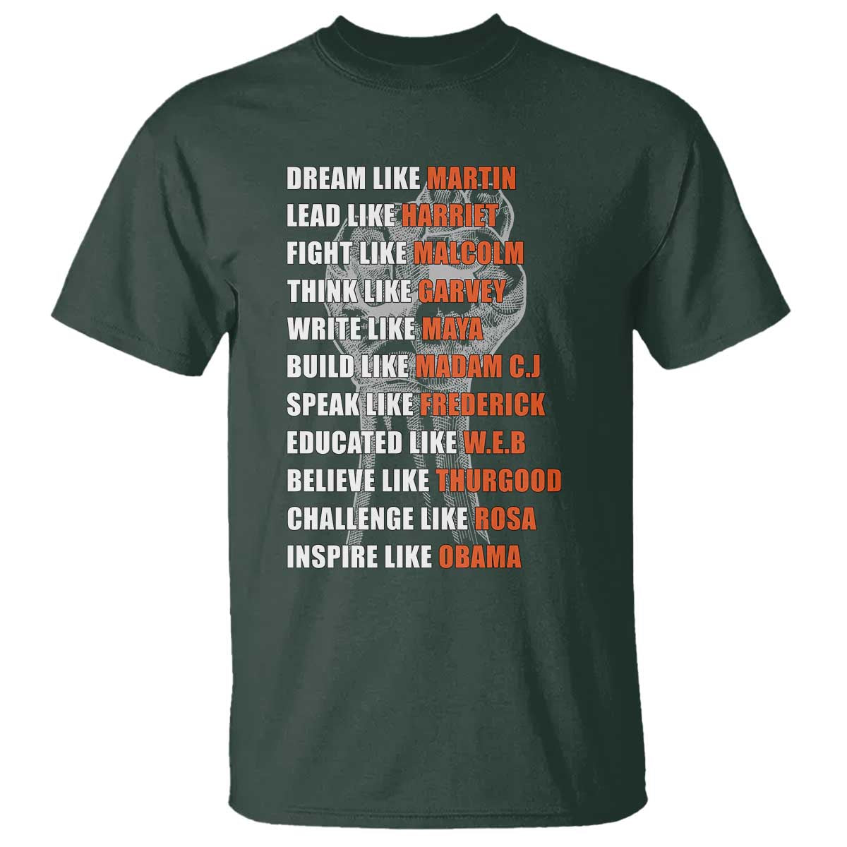 Inspirational Civil Right Leaders T Shirt Dream Like Martin Black History African American Pride