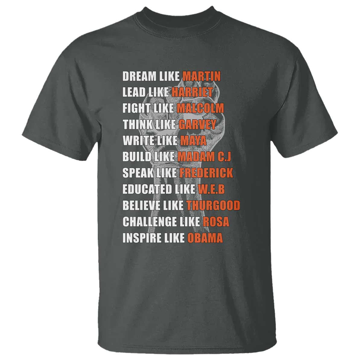 Inspirational Civil Right Leaders T Shirt Dream Like Martin Black History African American Pride