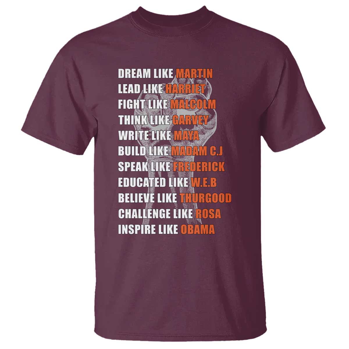 Inspirational Civil Right Leaders T Shirt Dream Like Martin Black History African American Pride