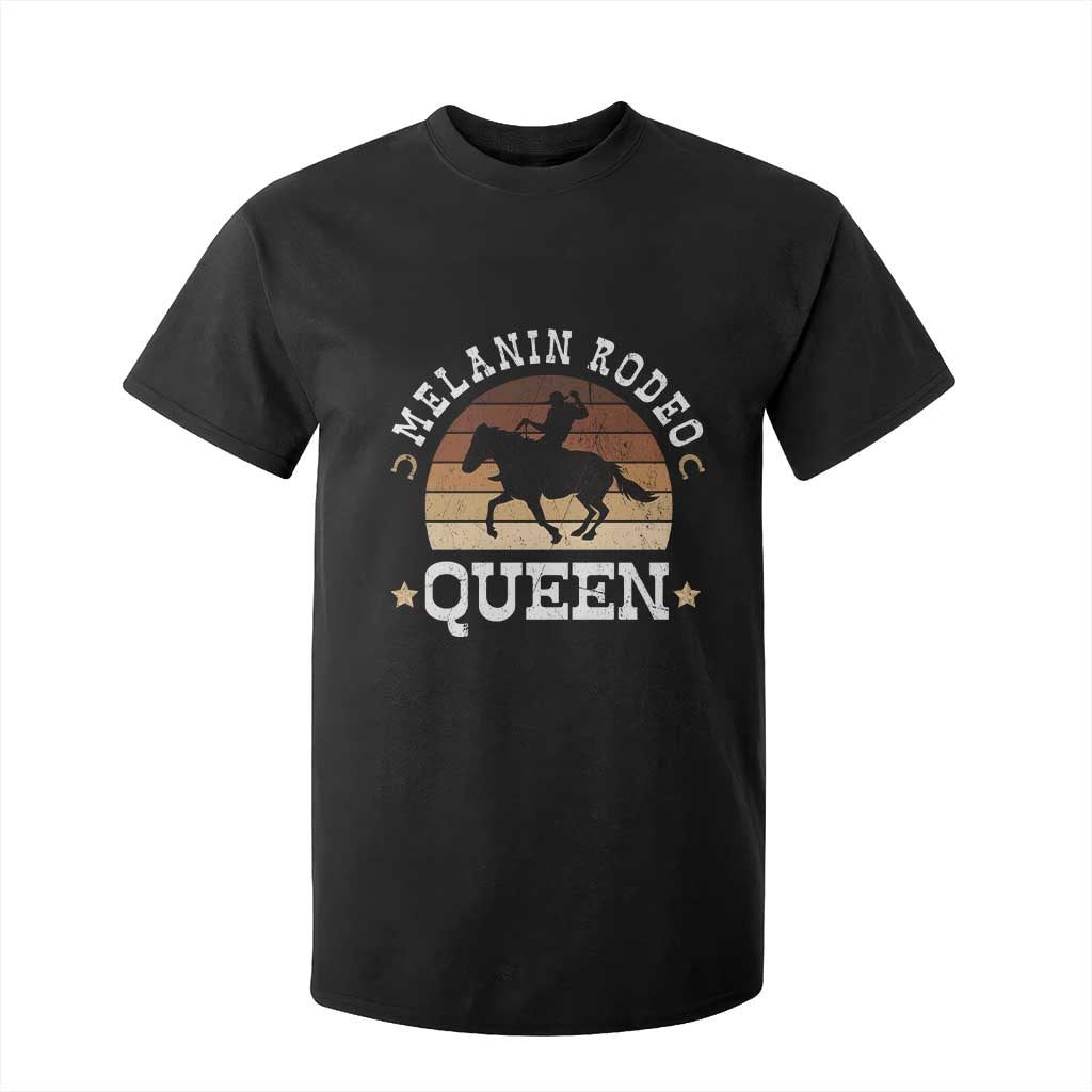 African Melanin Rodeo Queen T Shirt For Kid Cowgirl Riding Horse Cowgirls Retro