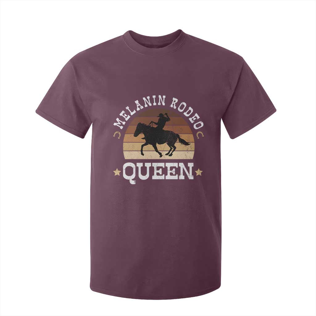 African Melanin Rodeo Queen T Shirt For Kid Cowgirl Riding Horse Cowgirls Retro