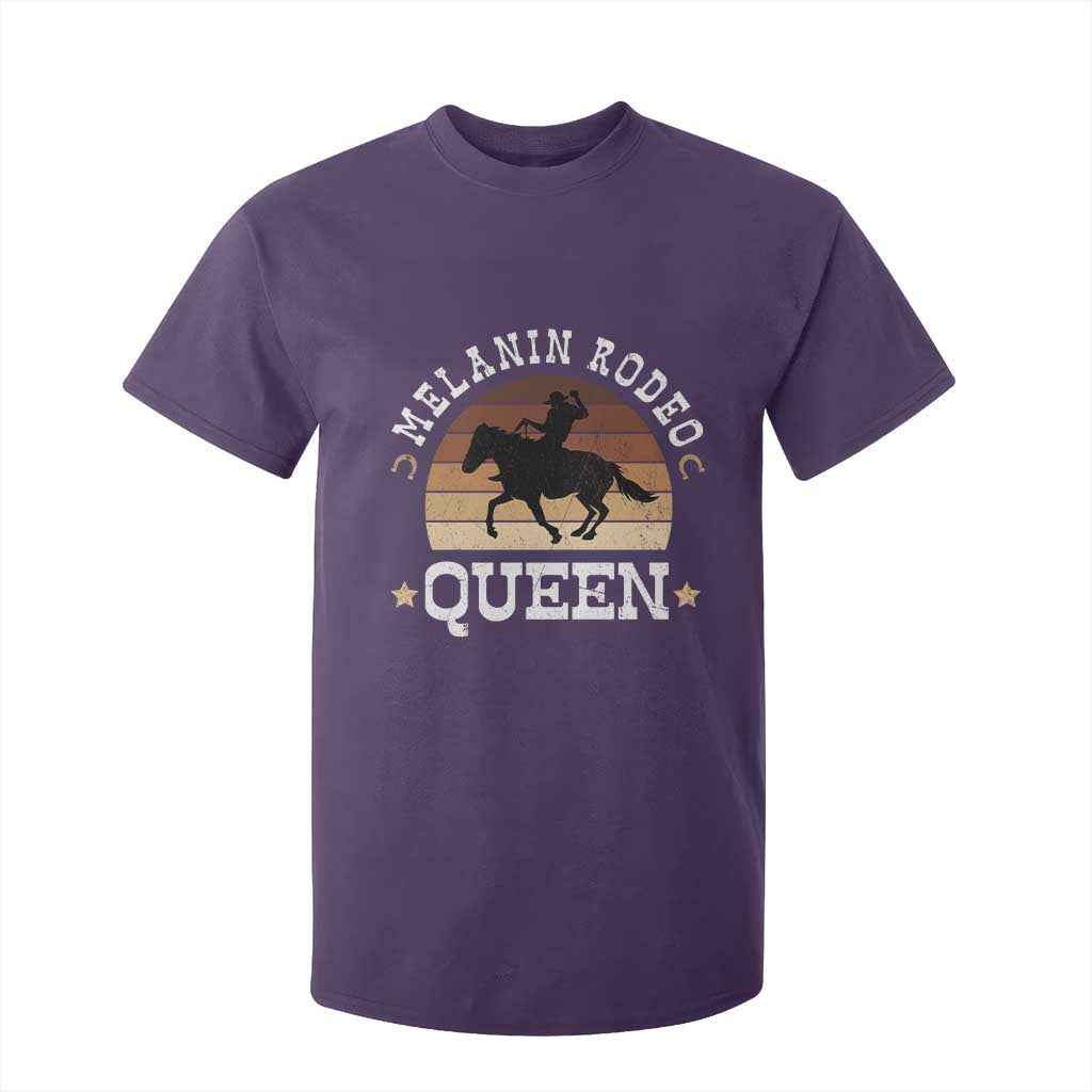 African Melanin Rodeo Queen T Shirt For Kid Cowgirl Riding Horse Cowgirls Retro