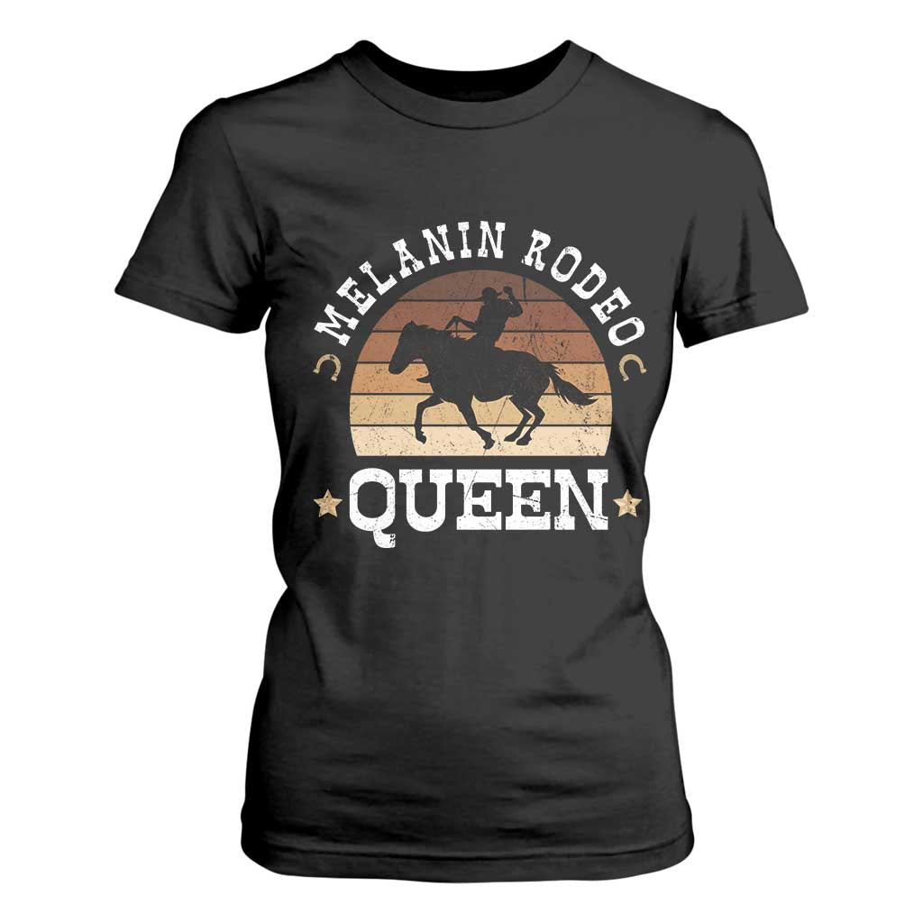African Melanin Rodeo Queen T Shirt For Women Cowgirl Riding Horse Cowgirls Retro