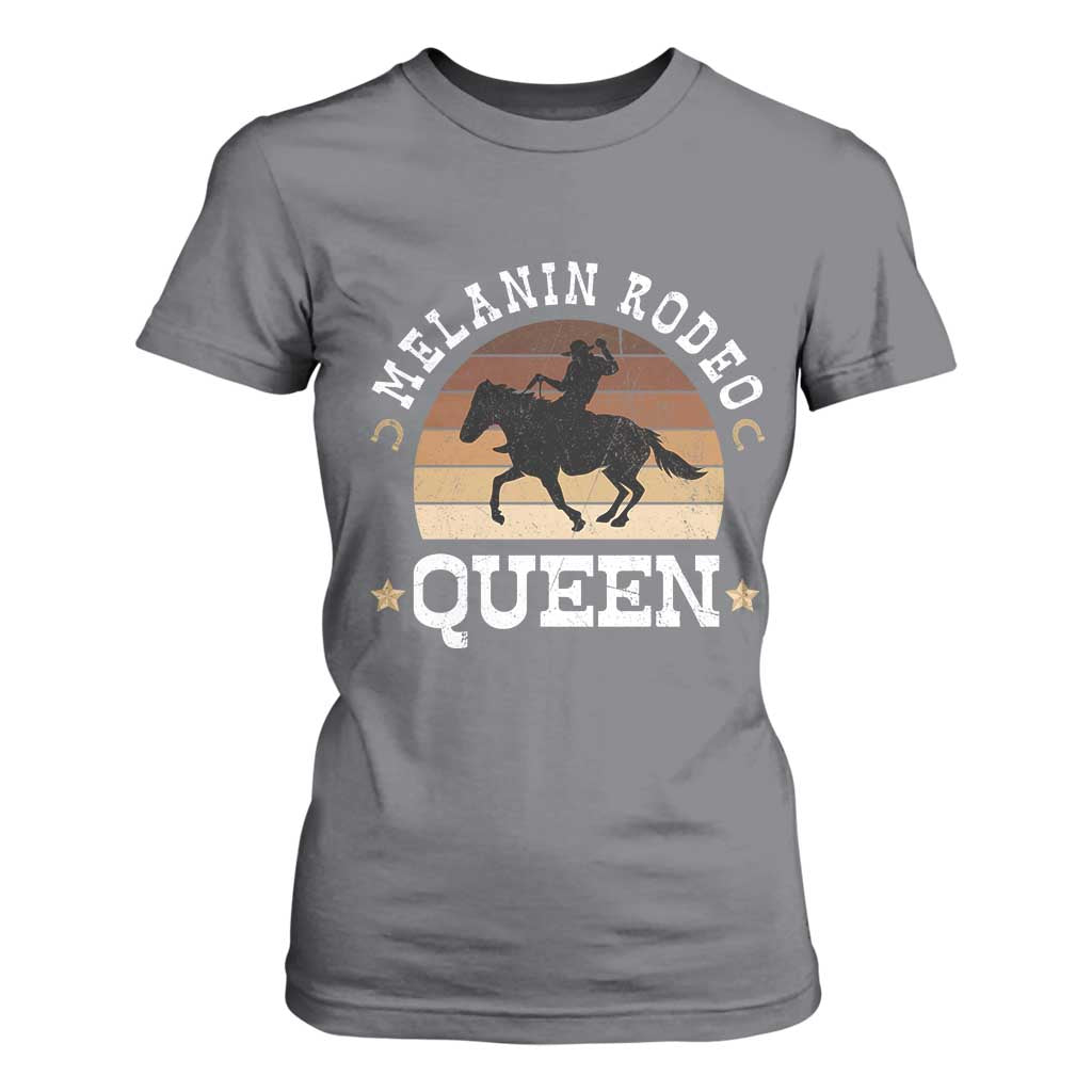 African Melanin Rodeo Queen T Shirt For Women Cowgirl Riding Horse Cowgirls Retro