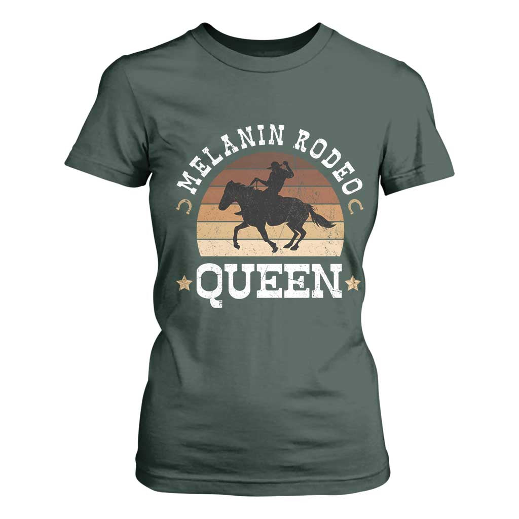 African Melanin Rodeo Queen T Shirt For Women Cowgirl Riding Horse Cowgirls Retro