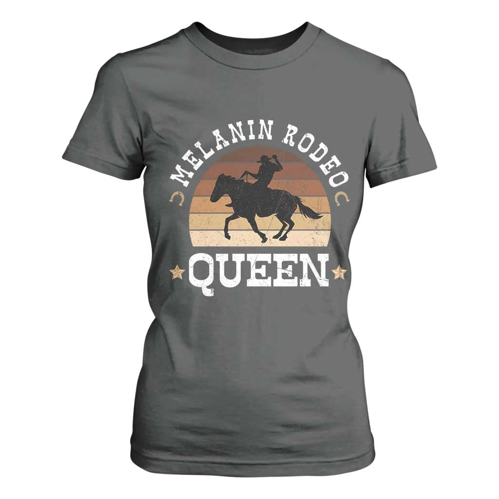 African Melanin Rodeo Queen T Shirt For Women Cowgirl Riding Horse Cowgirls Retro