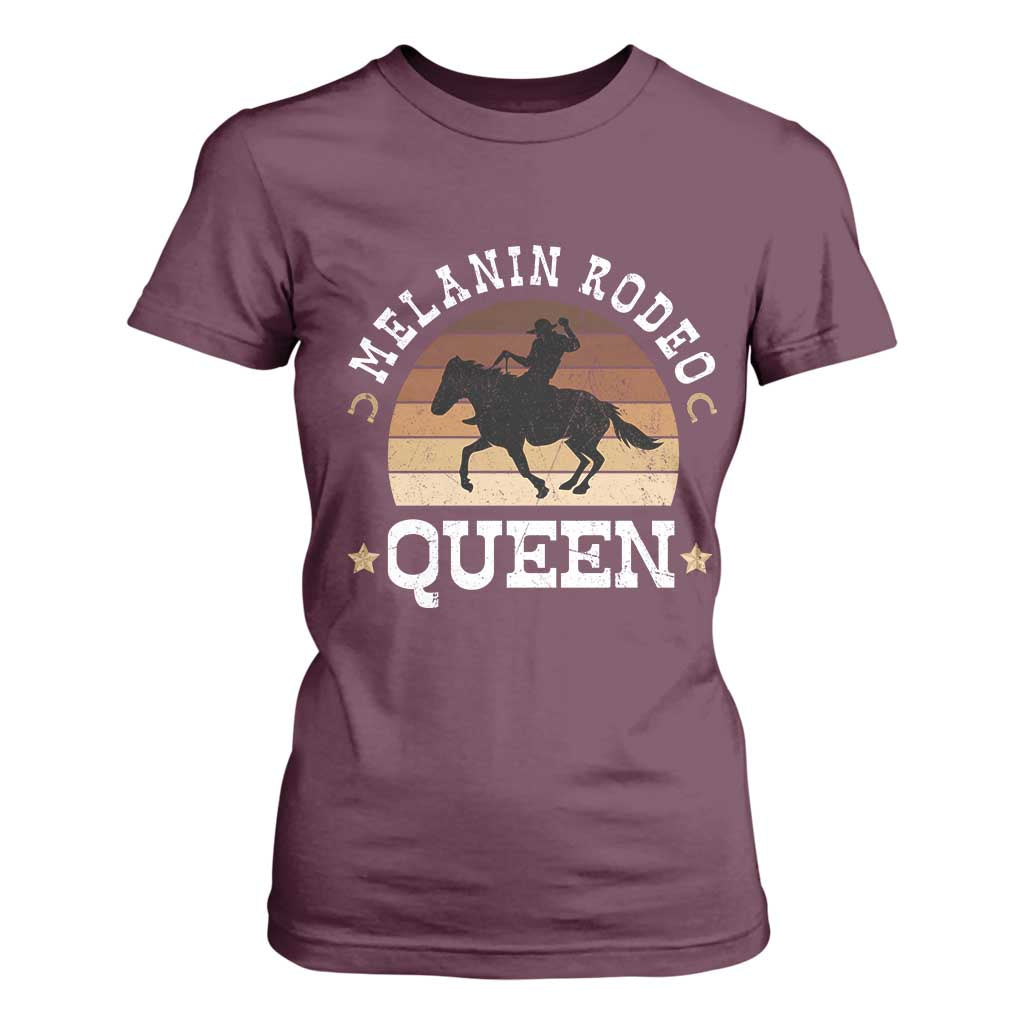 African Melanin Rodeo Queen T Shirt For Women Cowgirl Riding Horse Cowgirls Retro