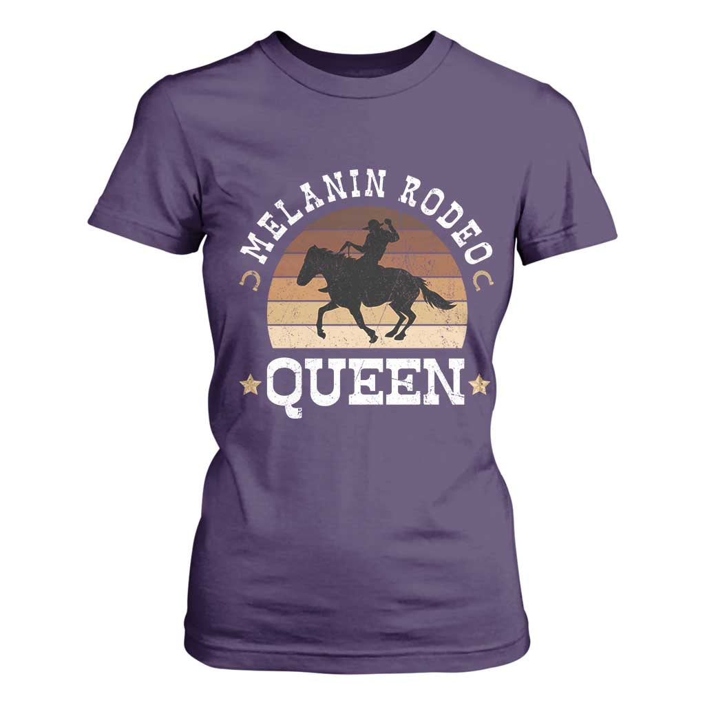 African Melanin Rodeo Queen T Shirt For Women Cowgirl Riding Horse Cowgirls Retro