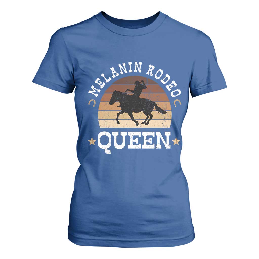 African Melanin Rodeo Queen T Shirt For Women Cowgirl Riding Horse Cowgirls Retro