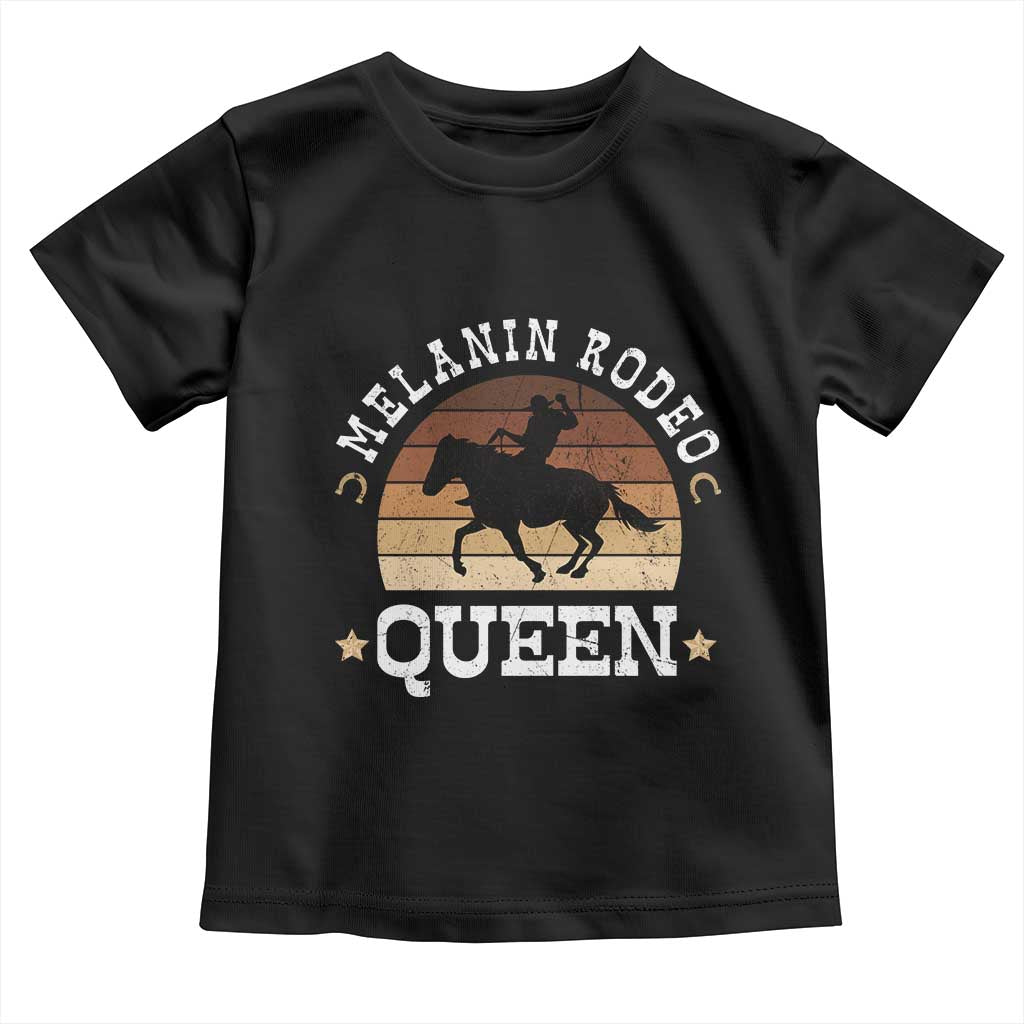 African Melanin Rodeo Queen Toddler T Shirt Cowgirl Riding Horse Cowgirls Retro