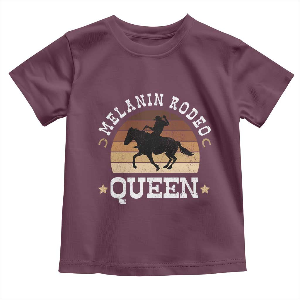 African Melanin Rodeo Queen Toddler T Shirt Cowgirl Riding Horse Cowgirls Retro