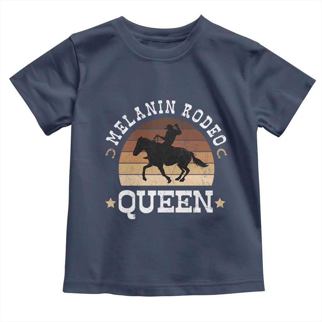 African Melanin Rodeo Queen Toddler T Shirt Cowgirl Riding Horse Cowgirls Retro