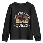 African Melanin Rodeo Queen Youth Sweatshirt Cowgirl Riding Horse Cowgirls Retro