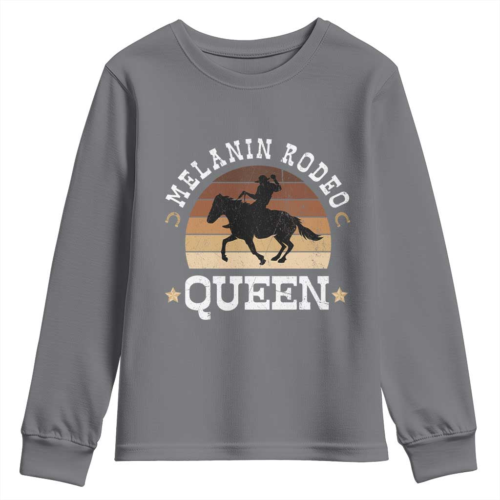 African Melanin Rodeo Queen Youth Sweatshirt Cowgirl Riding Horse Cowgirls Retro