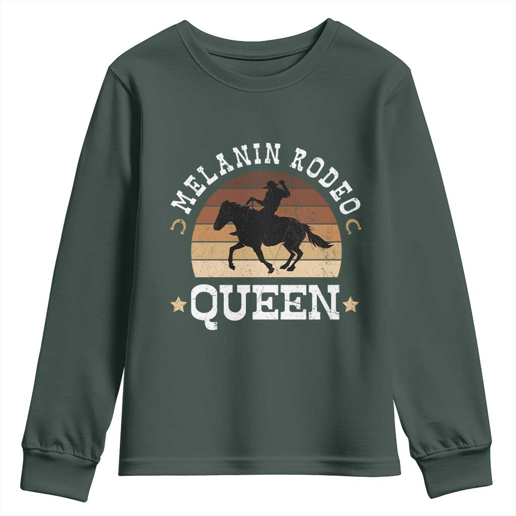 African Melanin Rodeo Queen Youth Sweatshirt Cowgirl Riding Horse Cowgirls Retro
