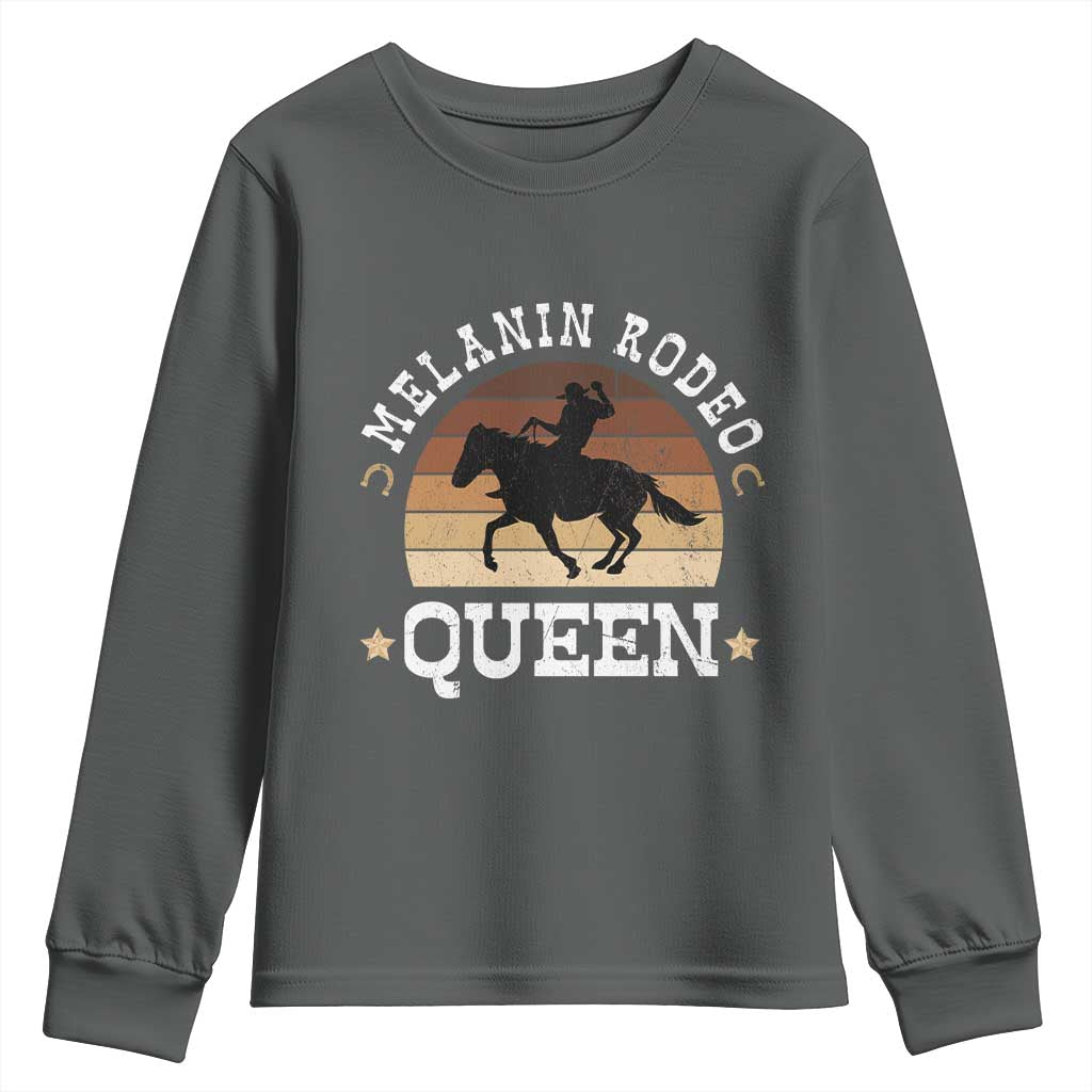 African Melanin Rodeo Queen Youth Sweatshirt Cowgirl Riding Horse Cowgirls Retro