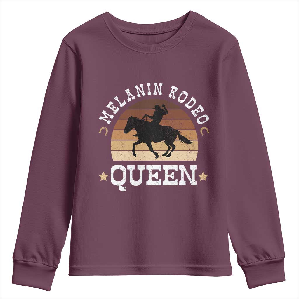African Melanin Rodeo Queen Youth Sweatshirt Cowgirl Riding Horse Cowgirls Retro