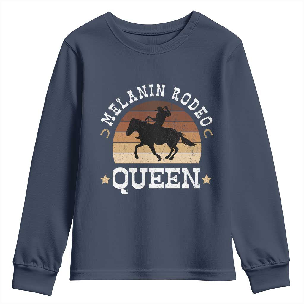 African Melanin Rodeo Queen Youth Sweatshirt Cowgirl Riding Horse Cowgirls Retro