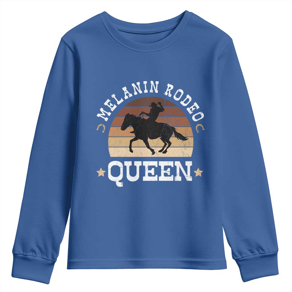 African Melanin Rodeo Queen Youth Sweatshirt Cowgirl Riding Horse Cowgirls Retro